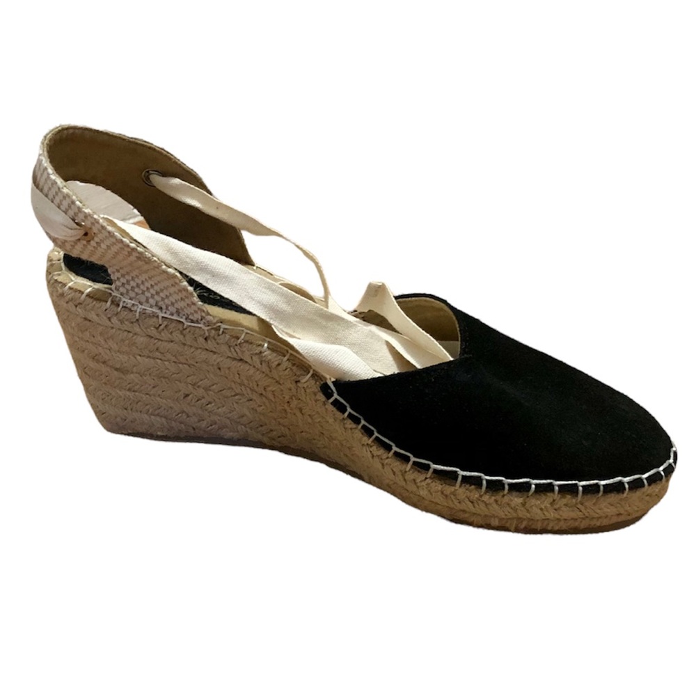 Coconuts by Matisse black & cream closed toe open back lace up wedge espadrilles - Picture 11 of 11